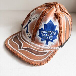 Hand painted Leather Toronto Blue Jays Baseball Cap Hat